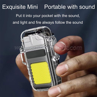 Mini lampe torche LED multifonctionnelle portable, rechargeable par USB, lampe de poche porte-clés, lampe torche étanche pour l'extérieur avec briquet