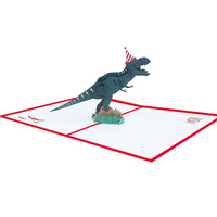 Cartes de vœux Pop-up 3D de dinosaure drôles faites à la main Carte d'anniversaire pour enfants avec impression numérique de papier découpé au laser pour les garçons