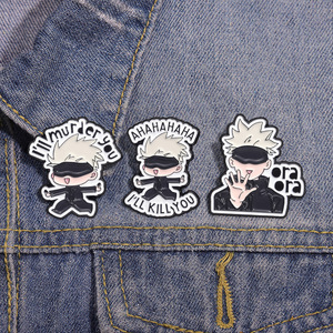 Broche de Metal con Personaje de Anime Divertido y Bonito, Lata Estilo <span class=keywords><strong>Manga</strong></span> en Blanco y Negro con Esmalte Suave para Regalos con Logotipo Temático, Venta Al por Mayor - Product Image 2