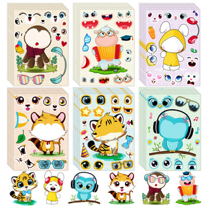 Adesivi Fai-da-Te per Creare Volti, Impermeabili, Animali Cartoon, Mix & Match, per l'Educazione Precoce dei Bambini - Product Image 1