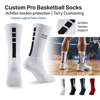 Chaussettes de basketball personnalisées avec logo, soutien professionnel du tendon d'Achille, chaussettes athlétiques avec amorti en tissu éponge, équipement de performance