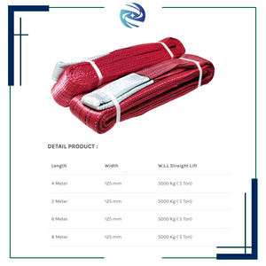 Tugas berat 5T 4M merah lingkaran ganda mata poliester mengangkat tali pengikat anyaman untuk konstruksi penggunaan industri laut - Product Image 4