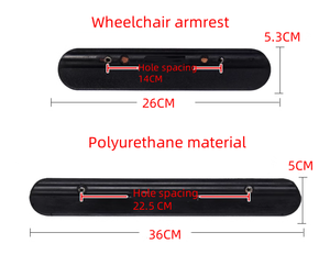 Reposabrazos Universales de Poliuretano/Cuero Negro para Silla de Ruedas de Uso Hospitalario (Estilo Largo y Corto) Esenciales para Silla de Ruedas - Product Image 4