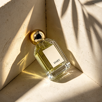 Flacon de parfum en verre transparent octogonal facetté avec bouchon sphérique, atomiseur de parfum vide, étiquette personnalisée, emballage cosmétique pour parfum