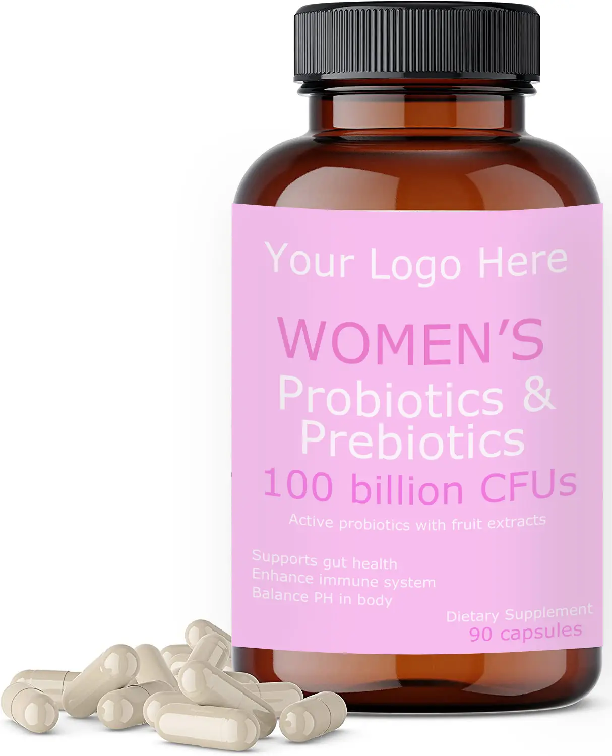Prebiotics를 가진 여자의 Probiotic 캡슐 50 십억 cfus는 소화와 창자 건강 90 캡슐 개인 상표 인쇄를 지원합니다