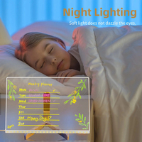 Tableau de dessin lumineux LED pour enfants, tableau d'écriture en acrylique, tableau de notes effaçable, mémo lumineux, veilleuse, cadeau d'anniversaire, cadeau de Noël