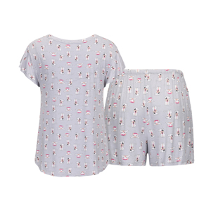 Completo <span class=keywords><strong>pigiama</strong></span> da <span class=keywords><strong>donna</strong></span> pantaloncini estivi a maniche corte in <span class=keywords><strong>Jersey</strong></span> pigiami con motivo a cane carino - Product Image 2