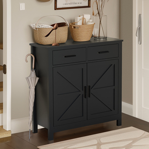 Aparador moderno estilo granja con 2 cajones y 2 puertas, aparador de suelo, mueble de almacenamiento para cocina, barra de café - Product Image 1