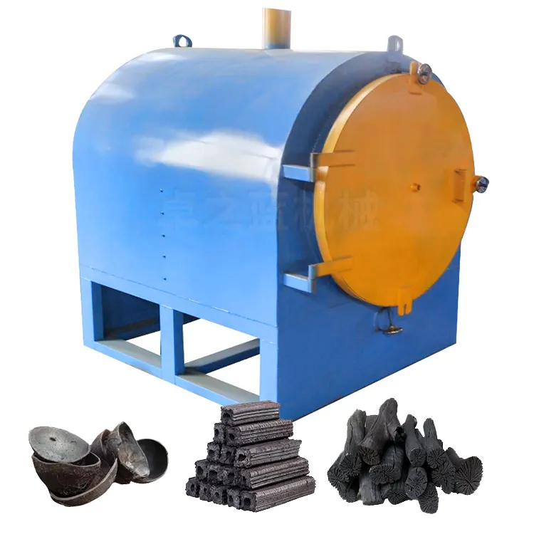 Línea de producción eficiente de carbón vegetal, horno de biochar pequeño sin humo, para carbonización, de madera, a la venta