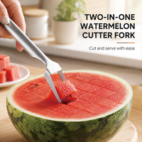 Premium Kitchen Draagbare Fruitvork 2-in-1 Roestvrijstalen Fruitvork met Snijmes
