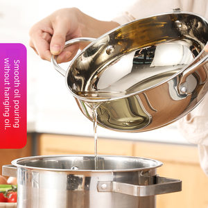 Sartén Antiadherente de Acero Inoxidable de Fondo Plano Pequeño para Tempura, Diseño Moderno, de Acero Inoxidable, para Cocina de Inducción, en Oferta - Product Image 5