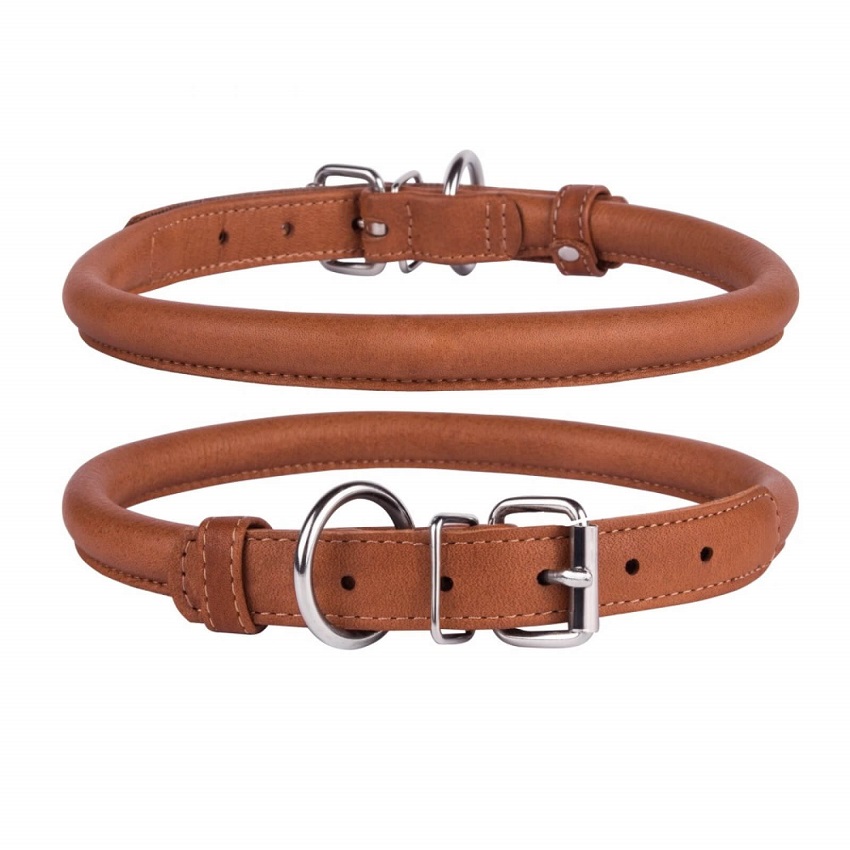Собачий кожаный роликовый ошейник, дышащий водонепроницаемый ошейник из натуральной кожи для собак