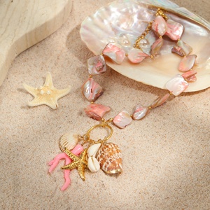 Nimai màu hồng vỏ tự nhiên chuỗi sò điệp sao biển quyến rũ đại dương bãi biển phong cách mặt dây chuyền vòng cổ phụ nữ thép không gỉ trang sức - Product Image 1