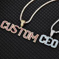 Collier VEROMCA plaqué or, style hip-hop, avec pendentif DIY en zircon, lettres et chiffres, personnalisable, pour hommes et femmes