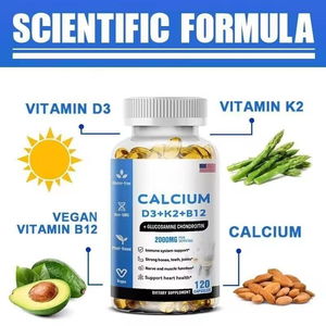 Suplementos de Salud Ósea y Articular Sin Gluten, Sin OMG, con Calcio, Vitamina D3, K2, B12 y Glucosamina en Cápsulas Blandas para Adultos, Multivitamínico - Product Image 3