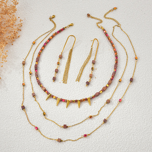 ชุดเครื่องประดับแฟชั่นที่ดูเก๋ไก๋ทุกวันมีองค์ประกอบของหนามและลูกปัดอัญมณี - Product Image 6