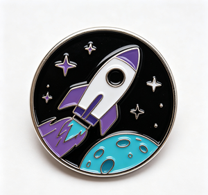 Pin de solapa de metal esmaltado personalizado con diseño de cohete y satélite, recuerdo coleccionable de aviación espacial - Product Image 2