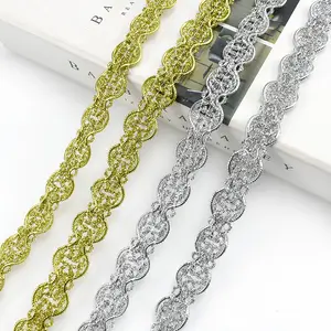 Deepeel AP160 2cm DIY Garment Accessories Clothing Textiles Curved Edge Sew Webbing Trim Ribbon Line Curve Gold Silver Lace