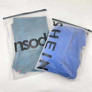 wholesale custom logo frosted plastic bag clothes zip lock self sealing bag clothing packaging frosted zipper bags printed logo