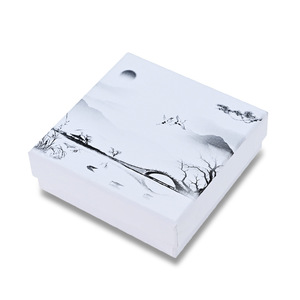 Caja de joyería con pintura al tinta de estilo chino, caja de regalo cuadrada de papel para pendientes, colgante, pulsera, 72x72mm, 87x87mm - Product Image 5