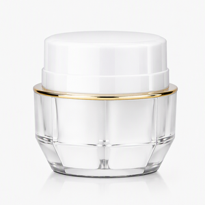 Octagonal Acrylic Cream <b>Jar</b> 30g 50g Gold <b>Lid</b> Faceted Thick Wall Double Layer Luxury Night Cream Skincare Packaging Factory - Product Image 5