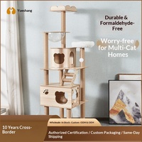 Arbre à chat avec griffoir et capsule spatiale, lit pour chat en bois durable à 1 niveau - Toutes saisons
