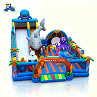 Château gonflable à thème féerique avec toboggan, aire de jeux commerciale pour enfants, idéal pour la location de fêtes