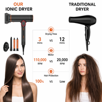 Nouvelle Tendance 2026 : Sèche-Cheveux Professionnel Haute Vitesse Anti-Frisottis à 3 Réglages de Chaleur, Conception Creuse avec Buse Magnétique