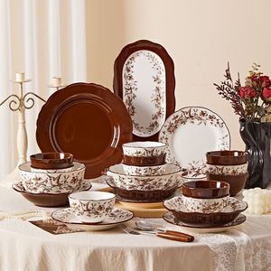 Fast Delivery Customized Color Stoneware Dinnerware <b>Sets</b> Exquisite Vintage Classic Eco-Friendly Dishwasher <b>Microwave</b> Oven Safe - Product Image 2