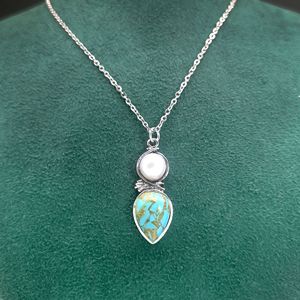 Collana con texture colorata a forma di goccia d'acqua, gioielli retrò da donna per tutti i giorni, idee regalo - Product Image 6