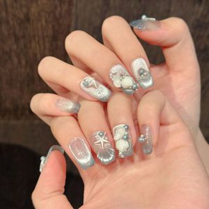 Nouveau produit lancé, maquillage dégradé pêche-<span class=keywords><strong>lime</strong></span> estival avec transition de couleur claire et transparente, style œil-de-chat, <span class=keywords><strong>ongles</strong></span> faits à la main - Product Image 6