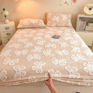 Winter Warm Tufted <strong>Teddy</strong> Flannel <strong>Fitted</strong> <strong>Sheet</strong> Soft Fluffy Milk Velvet Mattress Cover Anti-slip Bed <strong>Sheet</strong> for Home Bedding - Product Image 5