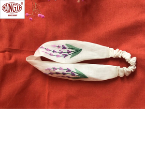 Diadema de algodón blanco Estilo Vintage al por mayor con detalle de lavanda - Product Image 1