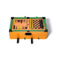 Jeu de table multifonctionnel 5-en-1 en bois : billard, football de table, tennis de table, échecs, dames – Interaction parent-enfant, deux joueurs