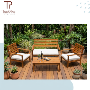 THINH PHU OLIVER Ensemble de canapés fonctionnels en bois d'acacia - Mobilier d'extérieur contemporain pour jardin et salon - Emballage personnalisé - Product Image 3