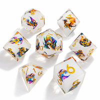 7 dés blancs Dragon à bords tranchants, ensemble polyédrique DND en résine faite à la main pour jeux de rôle de table Dungeons and Dragons