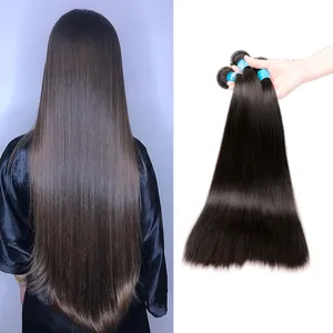 Extensiones de cabello humano 100% vietnamita, extensiones de cabello trenzado liso, de doble estiramiento, con cierre