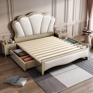 <span class=keywords><strong>Letto</strong></span> <span class=keywords><strong>Matrimoniale</strong></span>/Queen in Legno Massello Imbottito, Stile Americano Classico e Moderno, per Casa e Villa - Product Image 2