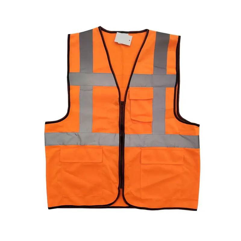 three pockets zipper orange traffic safety vest