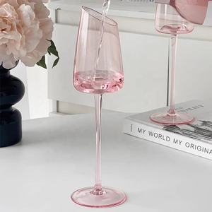 Exquisita <span class=keywords><strong>flauta</strong></span> de champán rosa con fondo cóncavo lindo vino <span class=keywords><strong>dulce</strong></span> inclinado vino espumoso copas de champán - Product Image 4