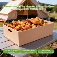 Lot de boîtes à emporter rectangulaires jetables en papier kraft brun pliables pour la restauration rapide, les fruits, les pâtisseries et les traiteurs