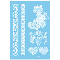 Tatouages temporaires au henné, henné blanc, dentelle, faux tatouages autocollants pour femmes, filles, corps, bras, jambes, mains, mariage