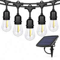 Guirlandes solaires de 10 m et 15 m avec ampoules LED S14 2700K blanc chaud, guirlandes lumineuses pour patio extérieur, jardin, cour