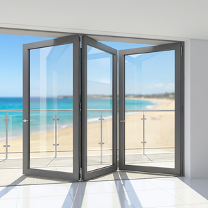 Porte pliante en aluminium à double vitrage moderne de haute qualité, étanche, gain de place, pour balcon, villa, maison - Product Image 1