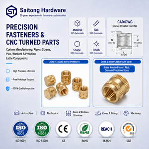 Inserts filetés moletés en laiton OEM personnalisés M3 M4 M5 M6, fixations de précision thermofusées CLASSE 4 autobloquantes pour le gaz - Product Image 5