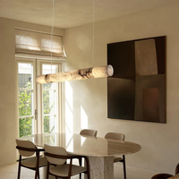 Luminaire suspendu moderne de style villa en cuivre et albâtre APCITL, télécommande, hauteur réglable, LED à intensité variable pour salon