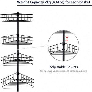 Étagère d'angle en métal chromé à quatre niveaux pour salle de bain et cuisine, avec installation adhésive murale, design moderne - Product Image 2