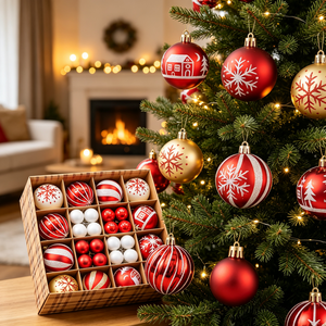 Adornos de bolas navideñas, pintura delicada, decoración brillante, decoraciones colgantes para árboles Xmans, bolas colgantes de Año Nuevo - Product Image 5