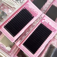 Extensions de cils en cachemire et velours mat, 0.03 0.05, avec logo personnalisé, base souple, marque privée, pour la création facile de fans, vente en gros