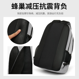 Laptop <b>Backpack</b> For Men Large Capacity Business Travel Shoulder <b>Straps</b> Solid Color Gray Spring 2024 - Product Image 4